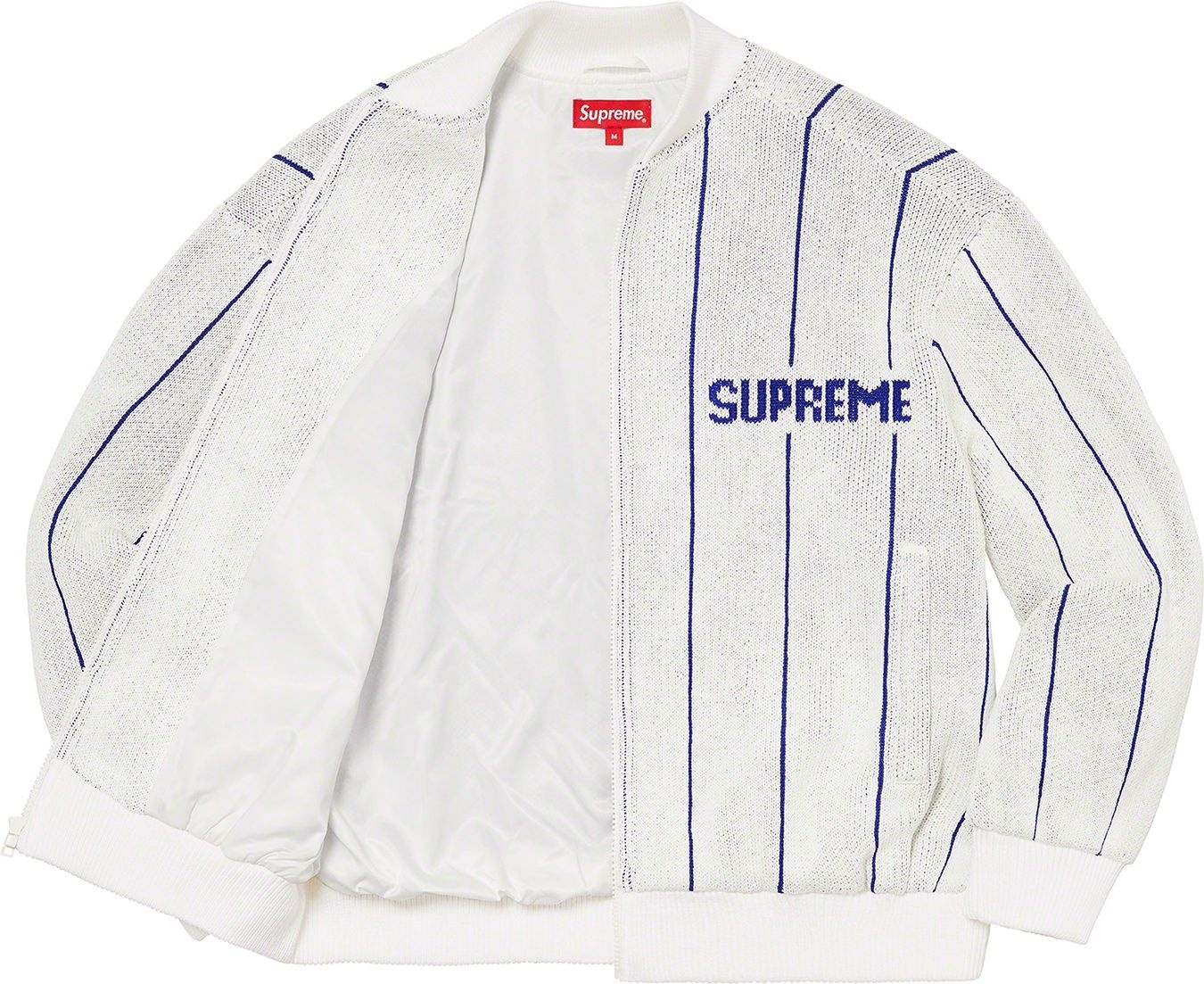 Pinstripe Varsity Zip Up Sweater view 12